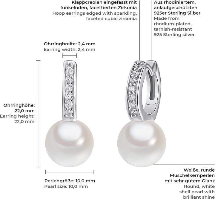 Produktbild Rafaela Donata Damen Sterling Silber Zirkonia Muschelkernperle silber - 3158 (Sterling Silber)
