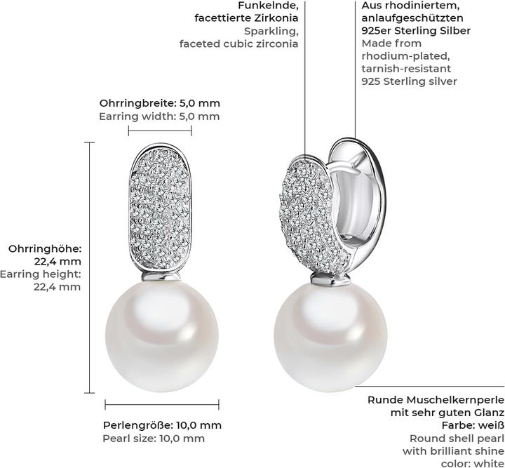Produktbild Rafaela Donata Damen Sterling Silber Zirkonia Muschelkernperle silber - 3194 (Sterling Silber)
