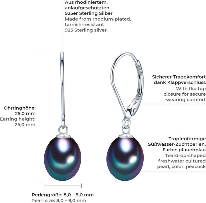 Produktbild Valero Pearls Damen Sterling Silber Süsswasser-Zuchtperle silber - 3224 (Sterling Silber)