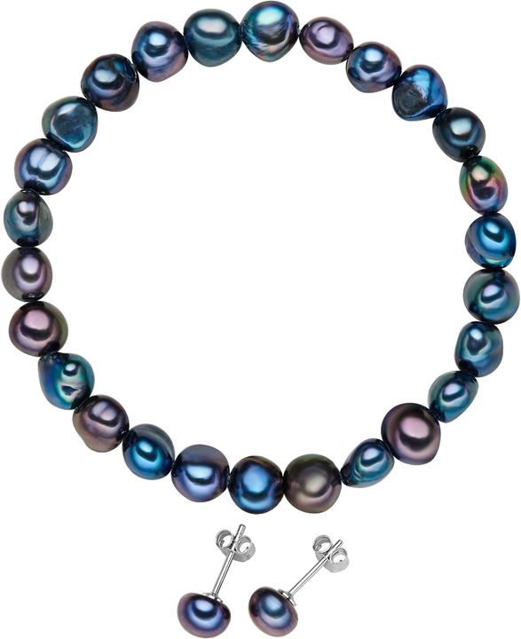 Valero Pearls Damen Sterling Silber Süsswasser-Zuchtperle silber 19,0 cm - 3694 (Sterling Silber)