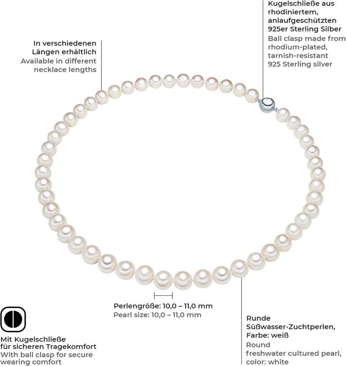 Produktbild Valero Pearls Damen Sterling Silber Süsswasser-Zuchtperle silber - 3830 (Sterling Silber)