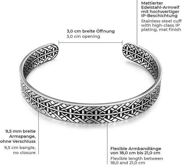 Image du produit True Rebels Hommes Acier inoxydable argent/noir 18,0 cm - 21,0 cm - 5528 (21 cm, Acier inoxydable)