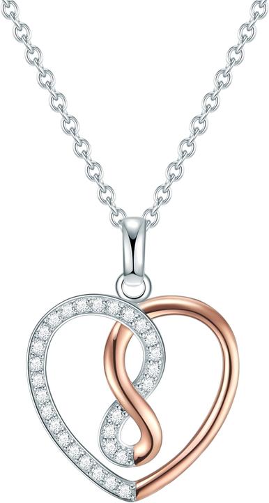 Image du produit Rafaela Donata Femme coeur argent sterling zirconium argent/or rose 42,0 cm chaîne de base + 7,0 cm extension - (Argent Sterling, 42 - 49 cm)