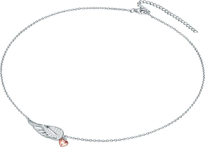 Actual product image Rafaela Donata Ladies heart/wings sterling silver cubic zirconia silver/rose gold 42.0 cm basic chain + 7.0 cm (Sterling Silver, 42 - 49 cm)