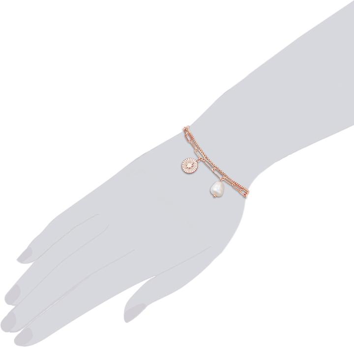 Actual product image Valero Pearls Ladies' stainless steel freshwater cultured pearl rose gold 17.0 cm base length + 3.0 cm extension (17 cm, Stainless steel)