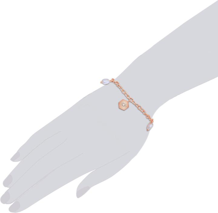 Immagine prodotto Valero Pearls Donna in acciaio inossidabile Preciosa perla d'acqua dolce coltivata oro rosa 17,0 cm di lunghezza (17 cm, Acciaio inossidabile)