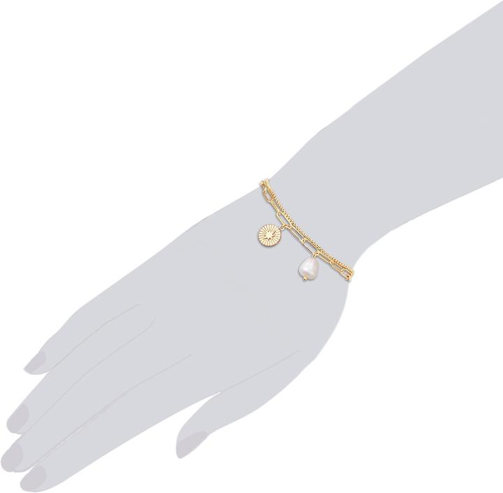 Produktbild Valero Pearls Damen Edelstahl Süsswasser-Zuchtperle gelbgold 17,0 cm Basislänge + 3,0 cm Verlängerung - 24357 (17 cm, Edelstahl)