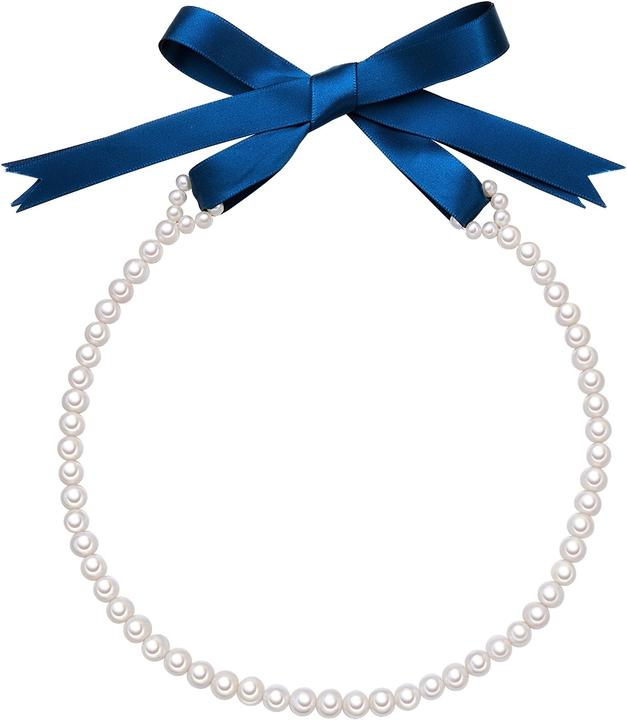 Immagine prodotto Valero Pearls Perle d'acqua dolce da donna in raso blu scuro 45,0 cm - 24385 (Saziare, 45 cm)