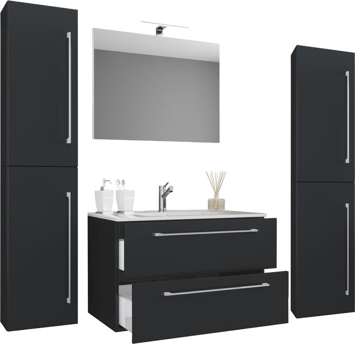 VCM 4-piece wash place washbasin Badinos 2 drawers mirror