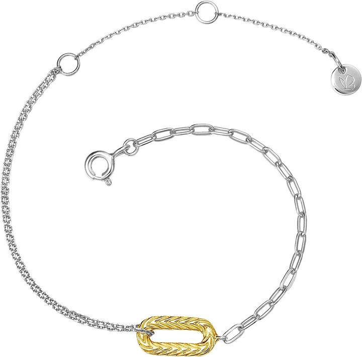 Actual product image Glanzstücke München Ladies sterling silver silver/yellow gold 17.0 cm base length + 3.0 cm extension - 26819 (17 cm, Sterling Silver)