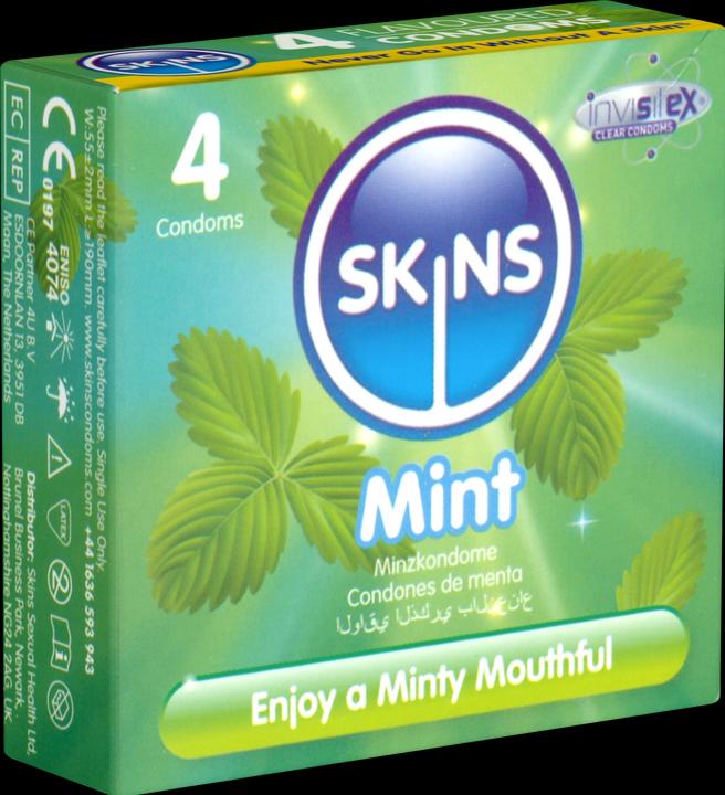 Produktbild Skins Mint» 4 Kondome mit feinem Minzaroma - ohne Latexgeruch (4 Stk.)