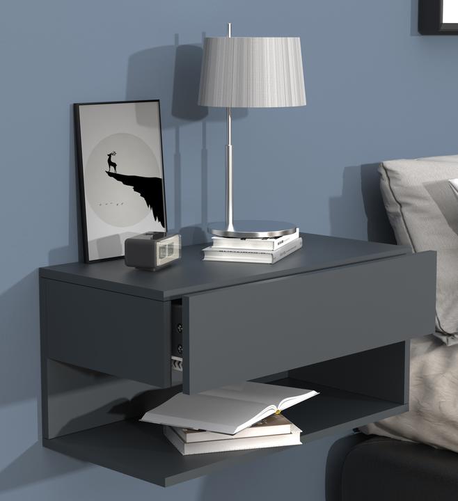 Immagine prodotto VCM Comodino con cassetto a muro in legno Comodino con cassetto a muro Consolle da letto Usal XL 60 cm (60 x 32 x 32 cm)