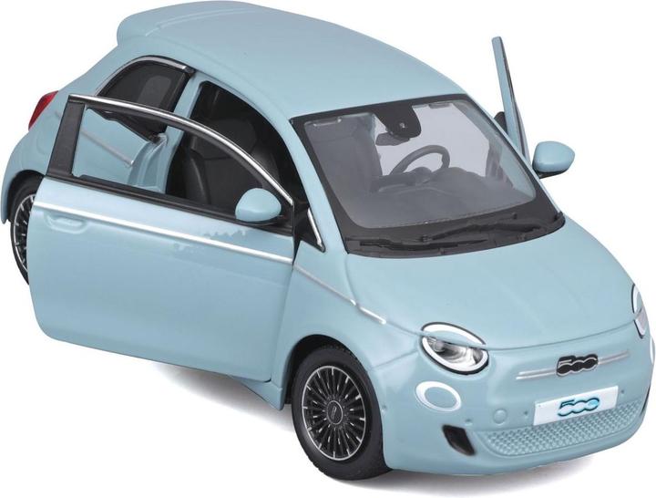 Actual product image Bburago Fiat 500e 1/24 blue