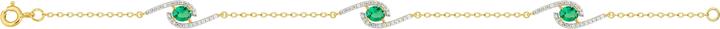 Lara Vergoldetem Messing ARMBAND – GRÜNER ZIRKONIA – ZIRKONIA – 18 CM (18 cm, Vergoldet)
