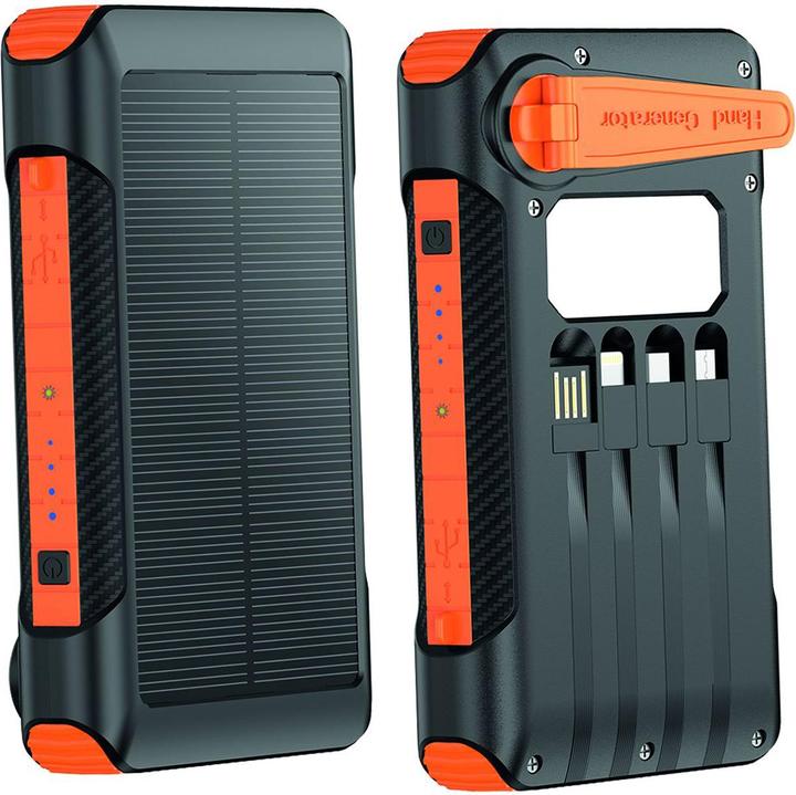 Immagine prodotto 2GO Banca di energia di emergenza da 10000mAh con ricarica solare e a manovella. (10000 mAh, 12 Wh)
