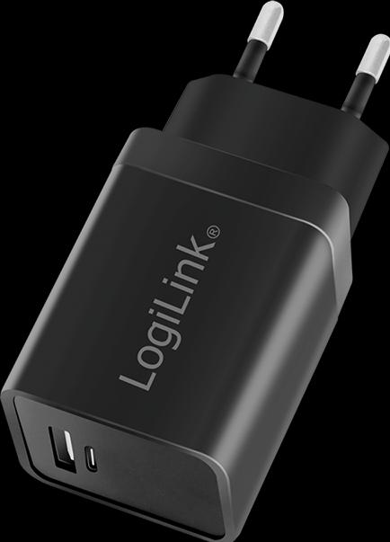 Produktbild LogiLink USB-Ladeadapter-Set, Auto & AC, USB-C/F + USB-A/F, 5 V/15 W, schwarz