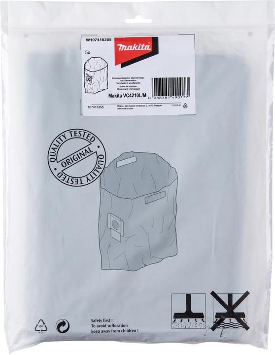 Actual product image Makita Disposal bag 5-pack for VC4210M vacuum cleaner (5 x)