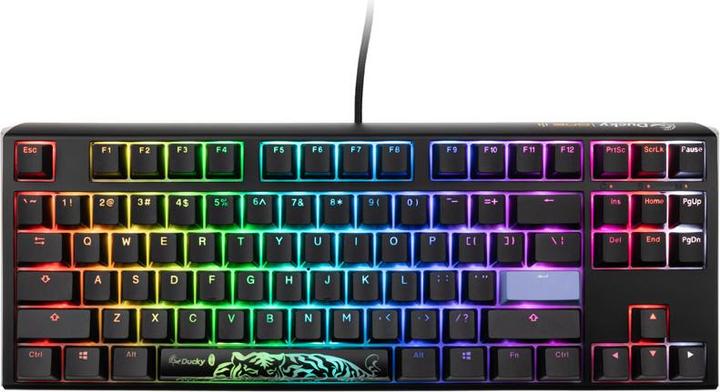 Actual product image Ducky One 3 Classic Black/White TKL Gaming Keyboard, RGB LED - MX-Blue (US) (US, Cable)
