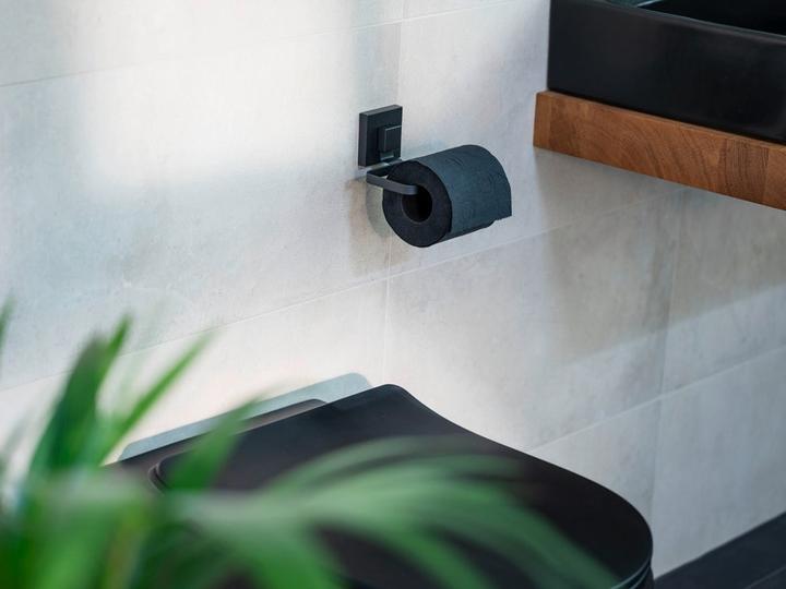 Produktbild Wenko Vacuum-Loc® Toilettenpapierhalter Mod. Quadro Schwarz Befestigen ohne Bohren