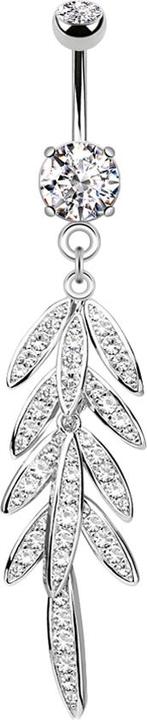 Immagine prodotto Star Piercing Banana in argento con due sfere di cristallo in argento con ciondolo a forma di foglie (Ottone, Acciaio chirurgico 316L)