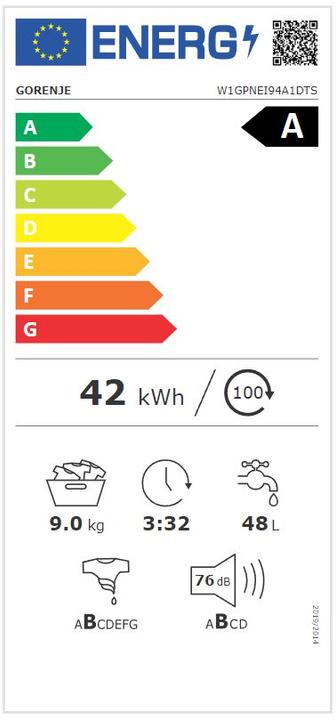 Energy Label Gorenje W1GPNEI94A1DTS (9 kg, Left)