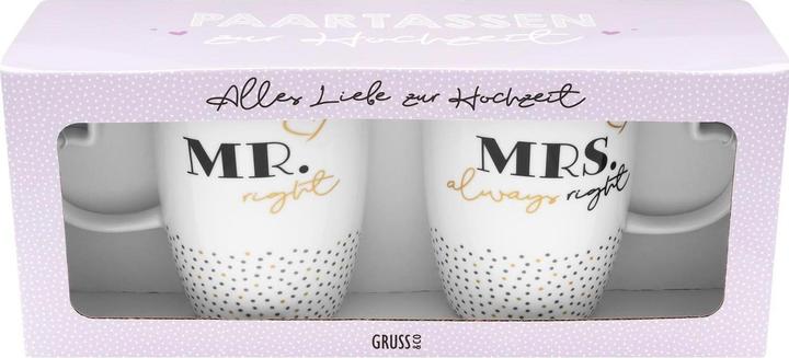 Produktbild Sheepworld Kaffeetasse Mr & Mrs 360 ml, 2 Stück, Weiss (360 ml, 2 x)