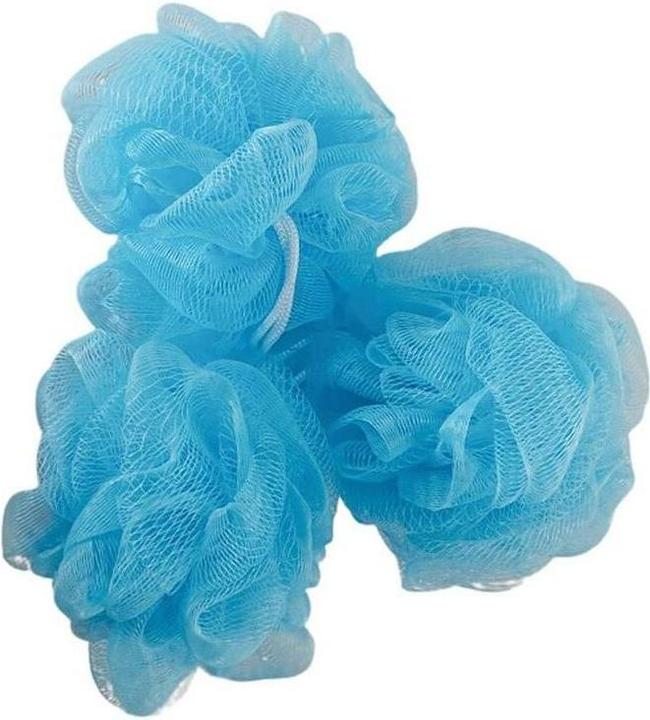 MSV Shower sponge 3 pieces, 10 x 10 cm, light blue