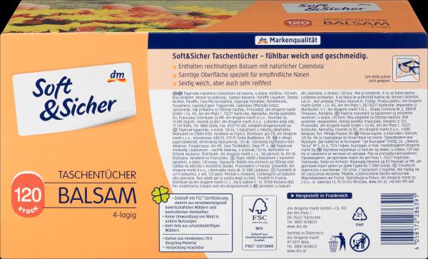 Produktbild dm Soft&Sicher Taschentücher Box Balsam 4-lagig