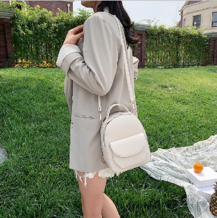 Produktbild Only-Bags.Store Mini 3-Wege-Rucksack aus Vegan-Leder, Mini-Rucksack in Beige, Tasche aus Vegan-Leder