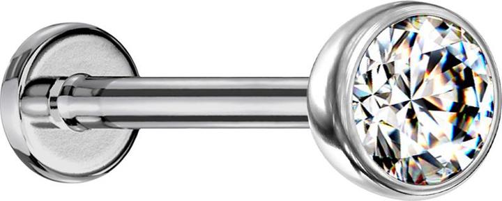 Image du produit Star Piercing Micro Threadless Labret argent demi-sphère avec cristal argenté (Titane G23, sans laiton)