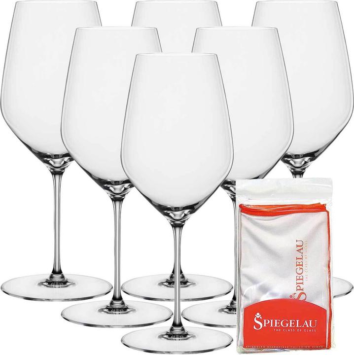 Produktbild Spiegelau Hi-Lite Bordeauxgläser + Poliertuch (65 cl, 6 Gläser, Rotweingläser)