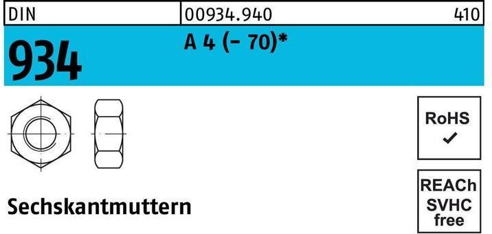 Produktbild Sechskantmutter DIN 934 M 4 A 4 (- 70) (M4)