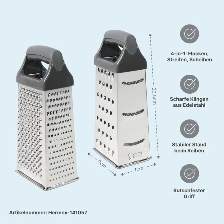 Produktbild B-Home 4er-Set Edelstahl-Küchenreiben L & XL Gemüsereiben Handreiben