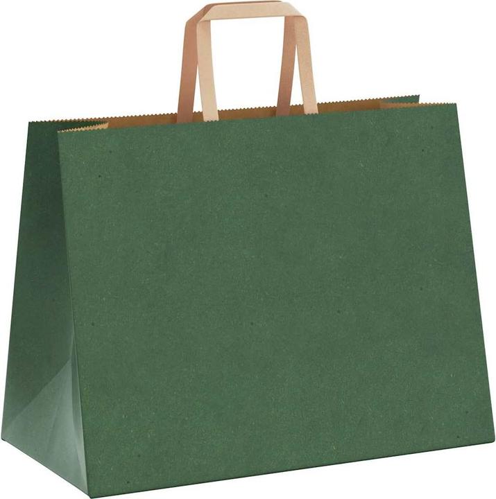 Produktbild VidaXL Kraftpapiertüten 250 Stk. mit Henkel Grün 32x17x25 cm Papiertüte (Geschenktüte, 250 x)