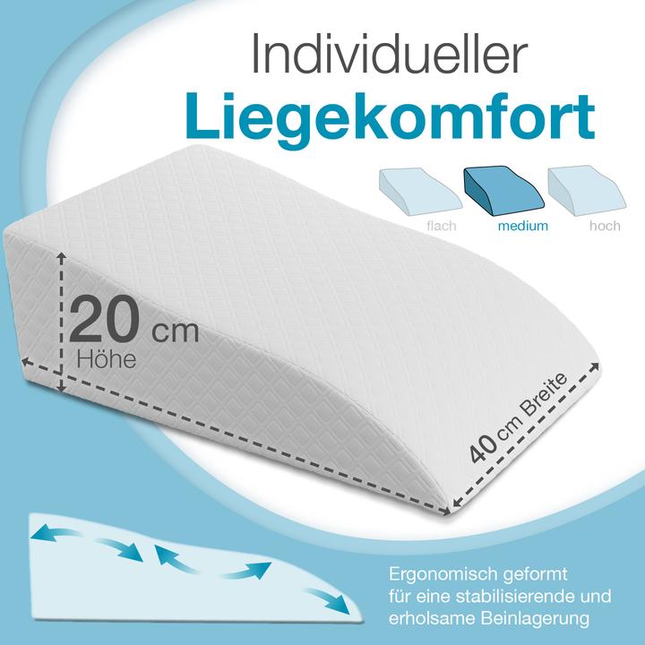 Image du produit Bestschlaf Venenkissen Beinhochlagerungskissen aus Memory Foam, Beinkissen zur Entlastung, Lagerungskissen mit (20 x 65 x 40 cm)