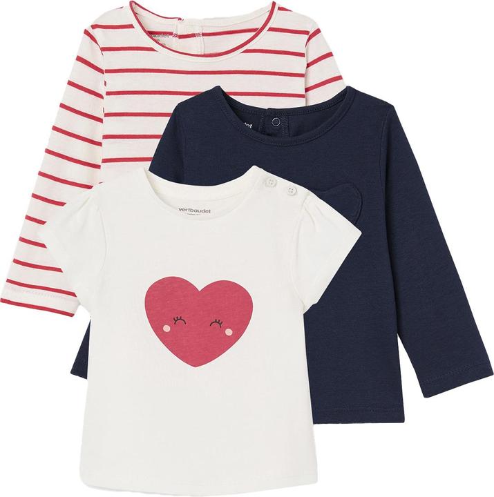 Produktbild Vertbaudet Bio-Kollektion: 3er-Pack Mädchen Shirts BASIC, Langarm & Kurzarm (80)