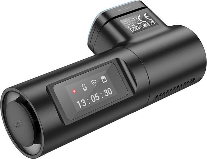 Produktbild Hoco Kopfhörer mit Mikrofon Autokamera mit Bildschirm 0,96" 1080P/30fps DV1 schwarz (Eingebautes Mikrofon, Akku, Bluetooth, Beschleunigungssensor, GPS-Empfänger, Nachtsicht, Eingebautes Display, Full HD)