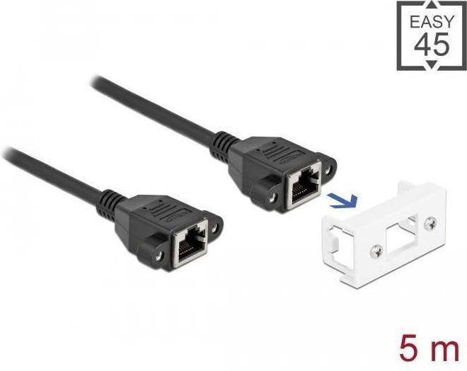 Produktbild Delock Netzwerk Verlängerungskabel für Easy 45 Modul S/FTP RJ45 Buchse zu RJ45 Buchse Cat.6A 5 m schwarz (S/FTP, CAT6a, 5 m)