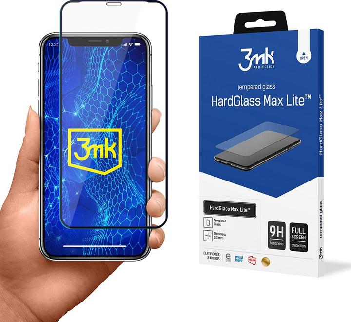 Actual product image 3MK HardGlass Max Lite for iPhone X black frame (1 Piece, Apple iPhone X)