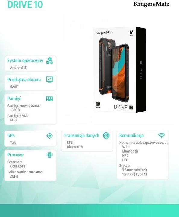 Produktbild Krüger&Matz DRIVE 10 Smartphone (128 GB, 6.50", 108 Mpx)