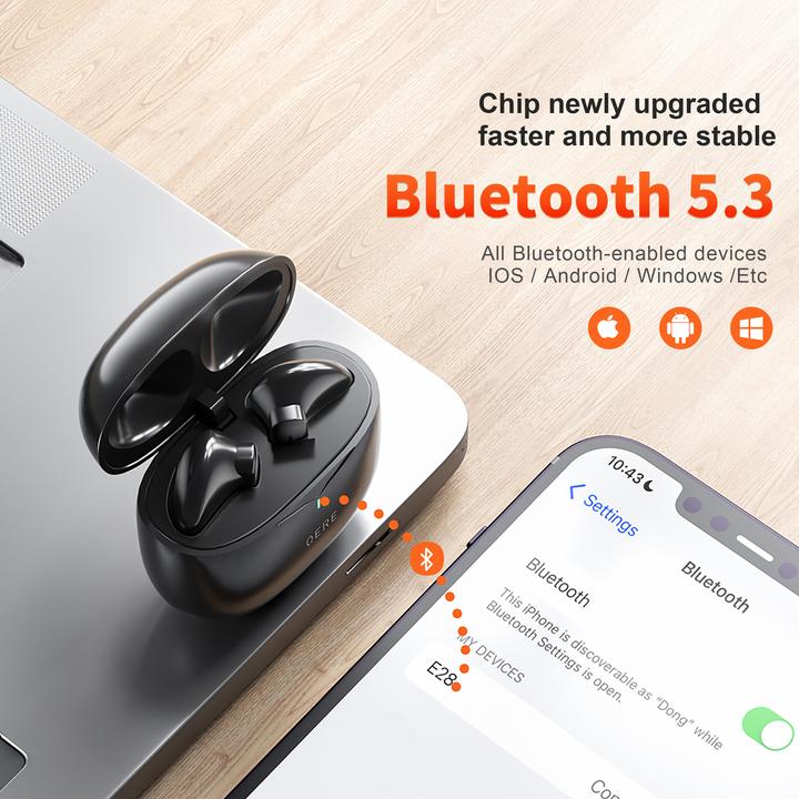 Actual product image Qere E28 Wireless Bluetooth 5.3 Headphones In-Ear HIFI with Nois cancellation, IPX5 & Touch Control (ANC, 20 h, Wireless)