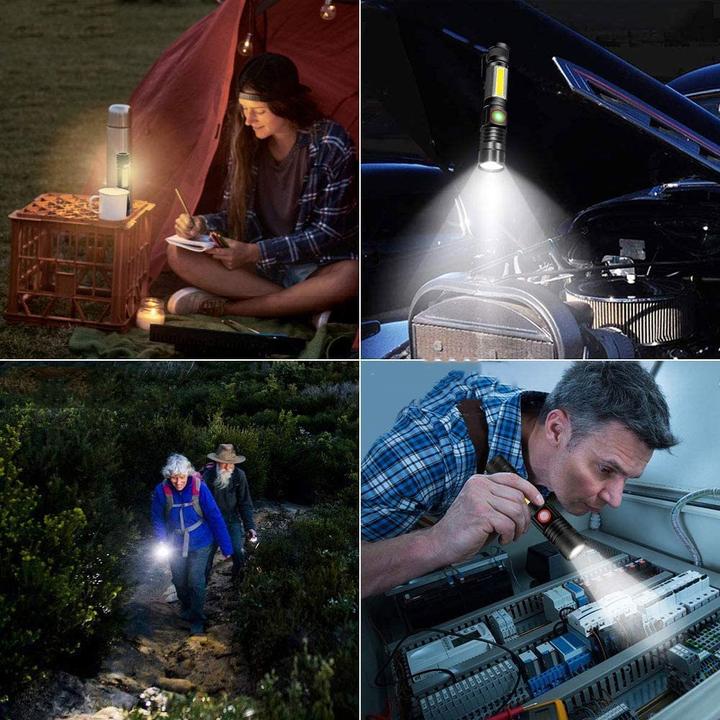 Image du produit Werkstein 800LM USB LED Mini Taschenlampen mit Magnet aus Aluminium (Wiederaufladbar) - Schwarz 2er Set (10.80 cm, 800 lm)