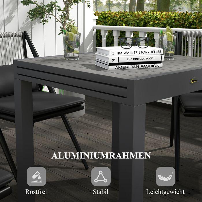 Immagine prodotto Swisshandel24 Tavolo da giardino Tavolo da pranzo per 6 persone Allungabile fino a 70 di portata Alluminio Grigio (81 cm)