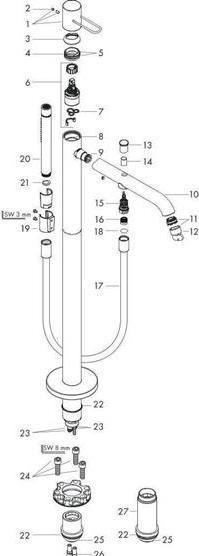 Actual product image hansgrohe AXOR UNO single lever bath mixer, bow handle, floor standing chrome