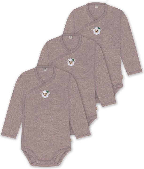Normani 3er Pack Merino Baby-Body langärmeliger Wickelbody für 0-24 Monate - 9349