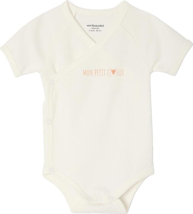 Actual product image Vertbaudet Bio-Kollektion: 3er-Pack Baby Wickelbodys mit kurzen Ärmeln PETIT COEUR (56)