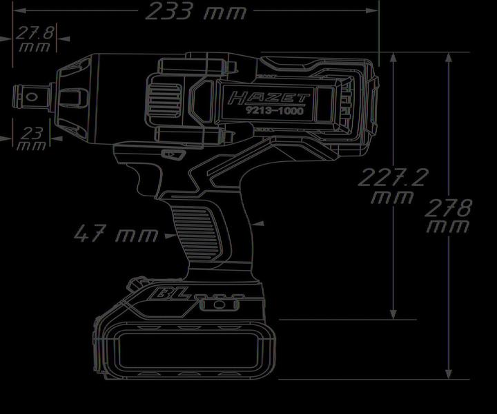 Produktbild HAZET Akku-Schlagschrauber 9213-1000/3 ∙ Lösemoment maximal: 1400 Nm ∙ Vierkant 20 mm (3/4 Zoll) ∙ … (Akkubetrieb)