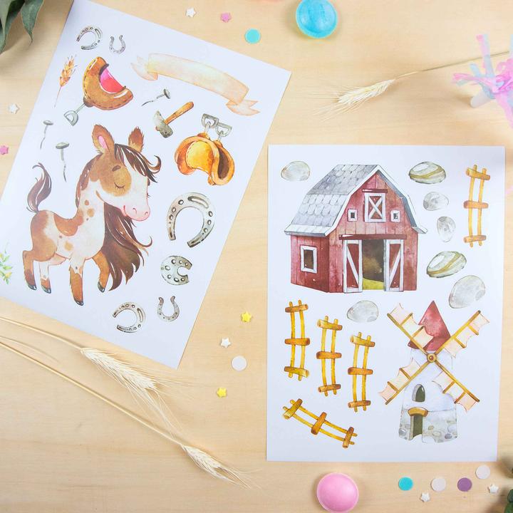 Immagine prodotto Papierdrachen Tatuaggi da parete - Cavalli - Set 8 (22 x 30 cm)