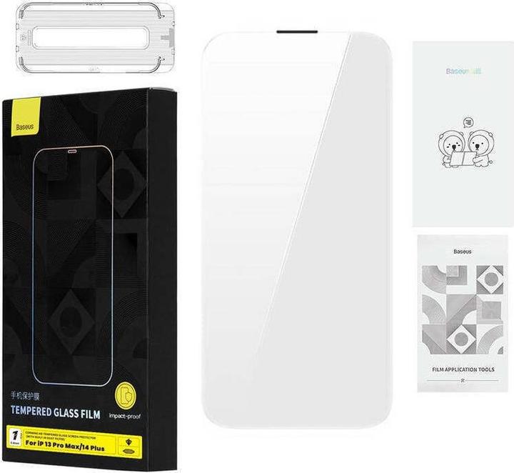 Actual product image Baseus Tempered Glass 0.4mm Iphone 13 Pro Max/14 Plus + cleaning kit (1 Piece, Apple iPhone 14 Plus)