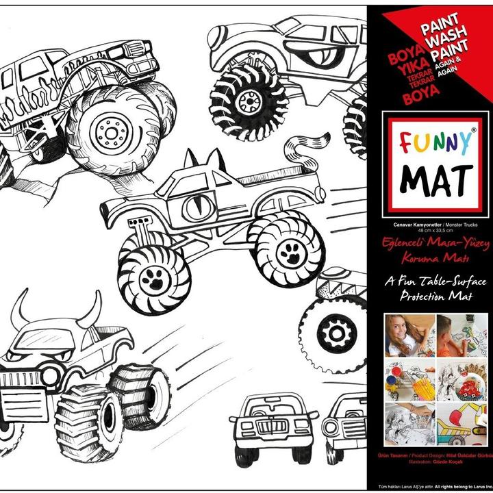 Produktbild Funny Mat Abwaschbare Malmatte Monstertrucks (48 x 33.5 cm)